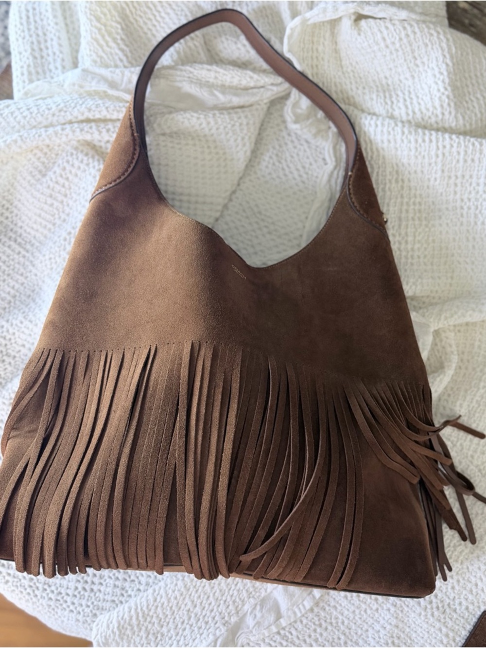 Coach Brown Suede Fringe Shoulder Bag - Picture 1 of 6